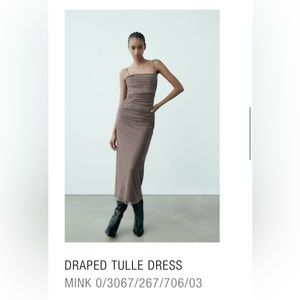 Zara Draped Tulle Dress - Mink